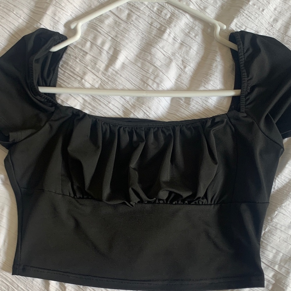 SHEIN Black Ruched Blouse